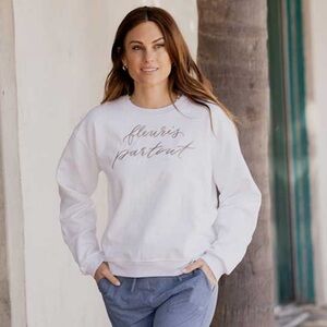 Albion Fleur Crewneck White Sweatshirt Women’s Size S